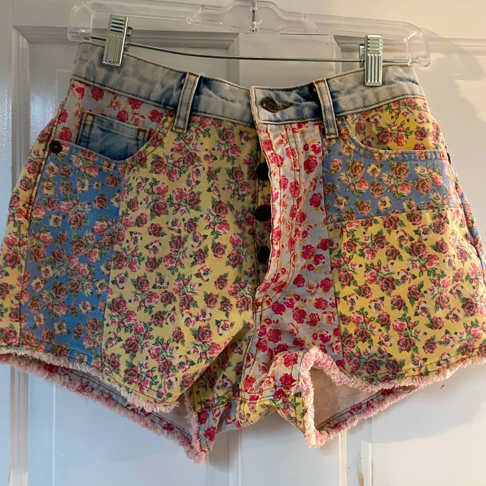 Farm Rio Patchwork Denim Shorts
